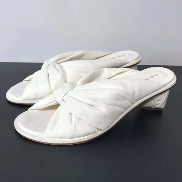 Stuart Weitzman Sculptural 3D Rose Low Kitten Block Heel Mule Sandals Wedding
