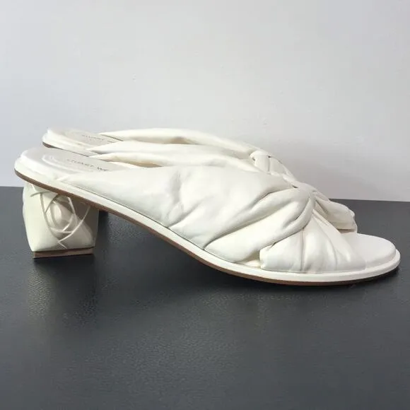 Stuart Weitzman Sculptural 3D Rose Low Kitten Block Heel Mule Sandals Wedding
