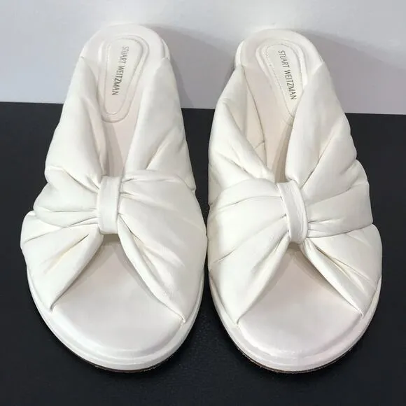 Stuart Weitzman Sculptural 3D Rose Low Kitten Block Heel Mule Sandals Wedding