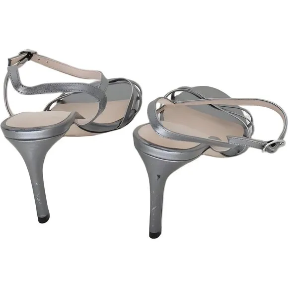 Stuart Weitzman Starla Gunmetal Ankle Strap Sandals Size 10