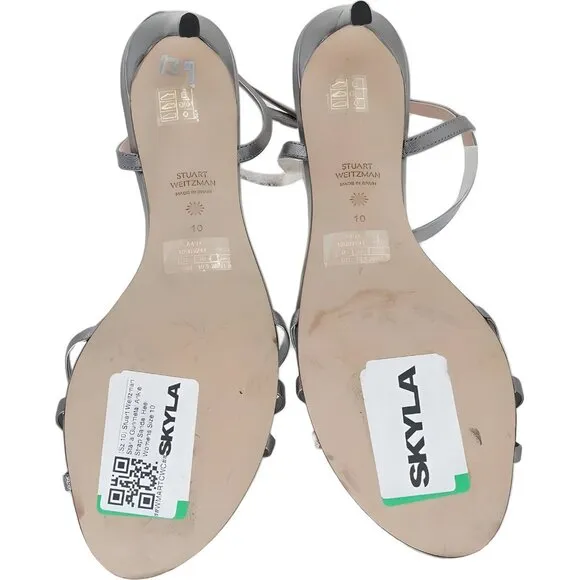 Stuart Weitzman Starla Gunmetal Ankle Strap Sandals Size 10