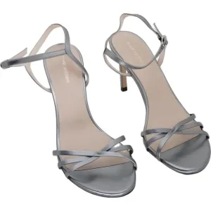 Stuart Weitzman Starla Gunmetal Ankle Strap Sandals Size 10