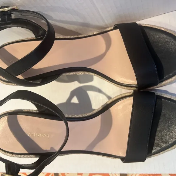 STUART WEITZMAN TEDDI WEDGE ESPADRILLE LEATHER SANDAL. NEW SIZE 9.5