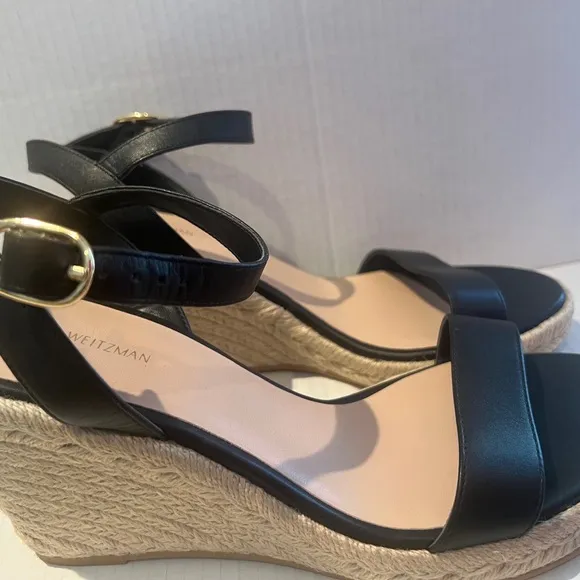 STUART WEITZMAN TEDDI WEDGE ESPADRILLE LEATHER SANDAL. NEW SIZE 9.5