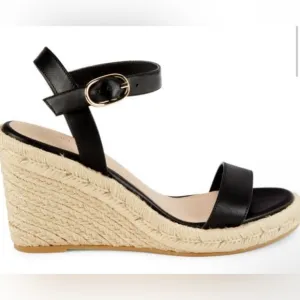STUART WEITZMAN TEDDI WEDGE ESPADRILLE LEATHER SANDAL. NEW SIZE 9.5