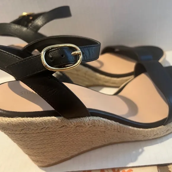 STUART WEITZMAN TEDDI WEDGE ESPADRILLE LEATHER SANDAL. NEW SIZE 9.5
