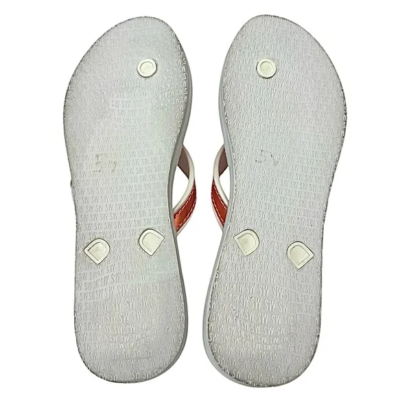 Stuart Weitzman Thong Sandels Orange-White Womens Size 6 Medium