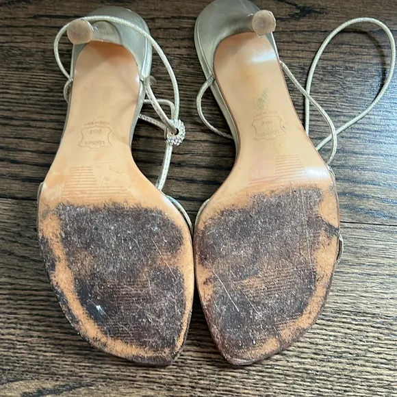Stuart Weitzman Trixie embellished gold leather sandals size 9.5