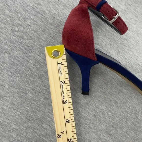 Stuart Weitzman two-tone navy blue/red suede Heeled Women Sandals – Size 6.5