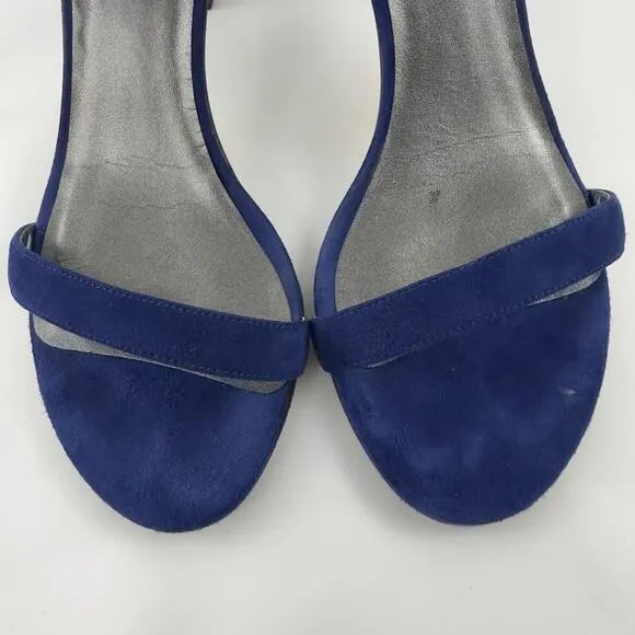 Stuart Weitzman two-tone navy blue/red suede Heeled Women Sandals – Size 6.5