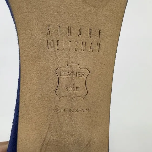 Stuart Weitzman two-tone navy blue/red suede Heeled Women Sandals – Size 6.5