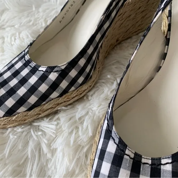 Stuart Weitzman Wedges Sandals 8,5 Plaid Pattern Fabric‎