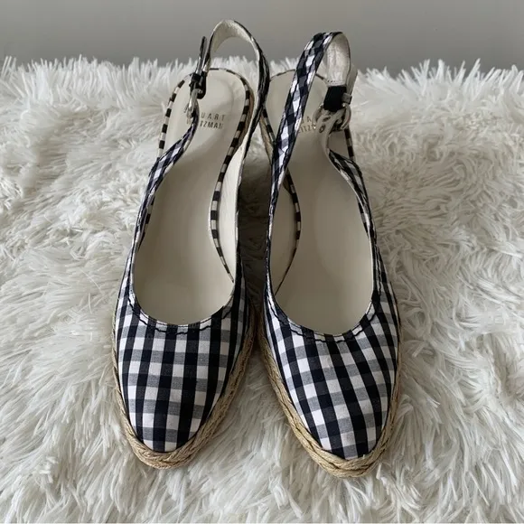 Stuart Weitzman Wedges Sandals 8,5 Plaid Pattern Fabric‎