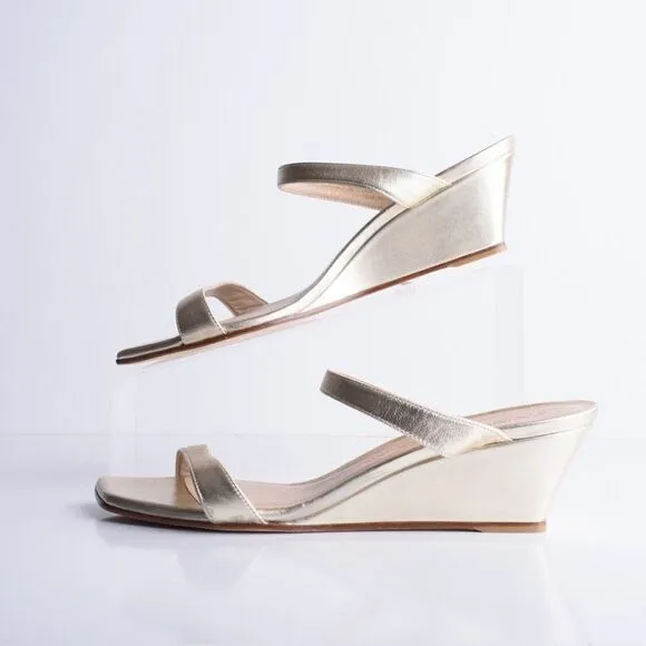 Stuart Weitzman Womens Aleena 50 Wedge Sandals Gold EU 40 US 9.5 Metallic NWD