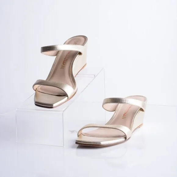 Stuart Weitzman Womens Aleena 50 Wedge Sandals Gold EU 40 US 9.5 Metallic NWD