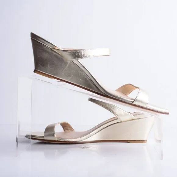 Stuart Weitzman Womens Aleena 50 Wedge Sandals Gold EU 40 US 9.5 Metallic NWD