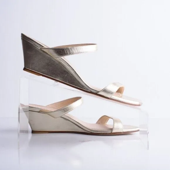 Stuart Weitzman Womens Aleena 50 Wedge Sandals Gold EU 40 US 9.5 Metallic NWD