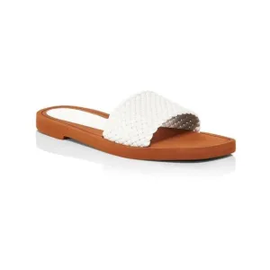 STUART WEITZMAN Womens Beige Wova Square Toe Slip On Leather Slide Sandals 5.5