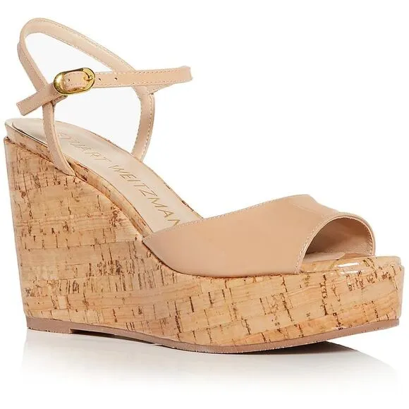 Stuart Weitzman Womens Palmina  Tan Leather Dressy Platform Sandals Shoes New