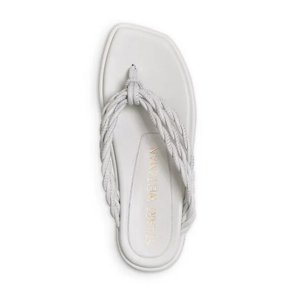 STUART WEITZMAN Womens White Calypso Slip On Leather Thong Sandals 6.5 B