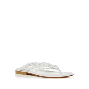 STUART WEITZMAN Womens White Calypso Slip On Leather Thong Sandals 6.5 B