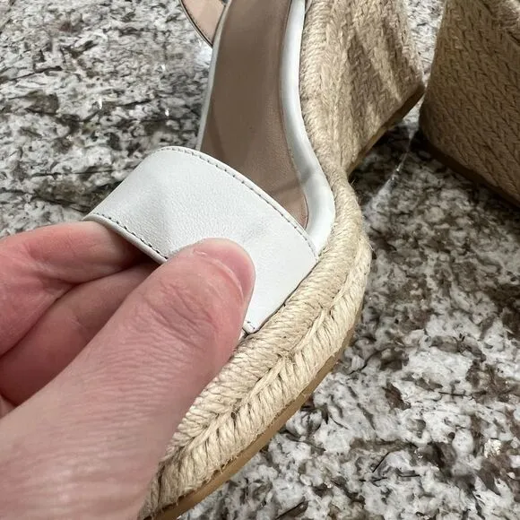 Stuart Weitzman Teddi Wedge Espadrille Sandal Size 10 White