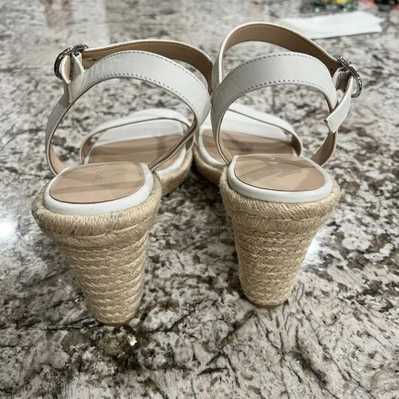 Stuart Weitzman Teddi Wedge Espadrille Sandal Size 10 White