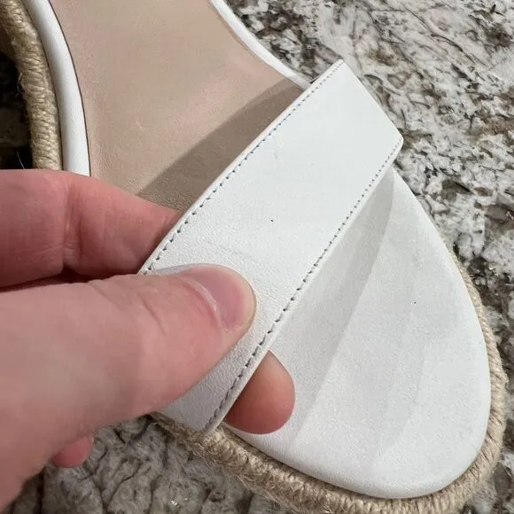 Stuart Weitzman Teddi Wedge Espadrille Sandal Size 10 White
