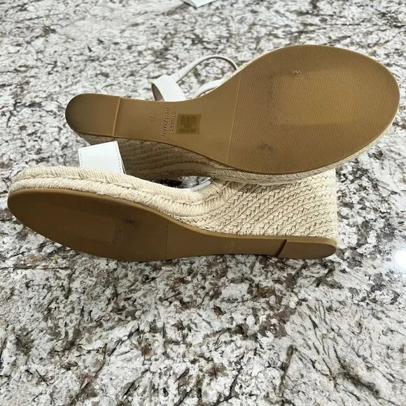 Stuart Weitzman Teddi Wedge Espadrille Sandal Size 10 White