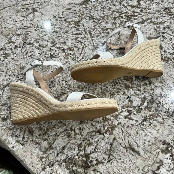 Stuart Weitzman Teddi Wedge Espadrille Sandal Size 10 White