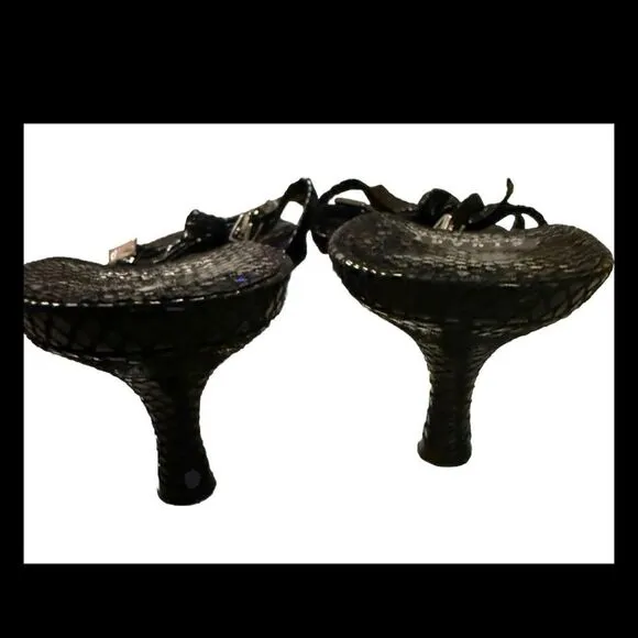 Stuart Weitzman Black Water Snake Women Sandal Size 9.5M