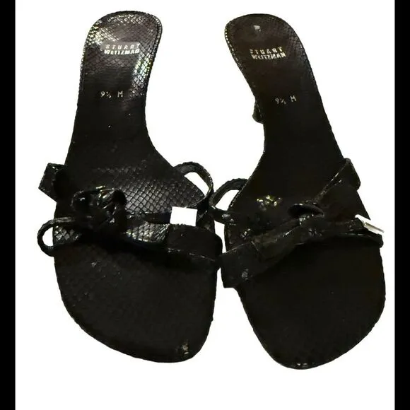 Stuart Weitzman Black Water Snake Women Sandal Size 9.5M