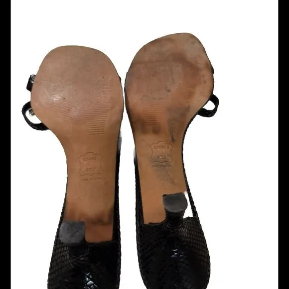 Stuart Weitzman Black Water Snake Women Sandal Size 9.5M