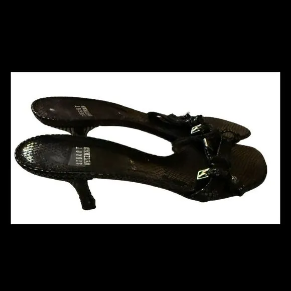 Stuart Weitzman Black Water Snake Women Sandal Size 9.5M