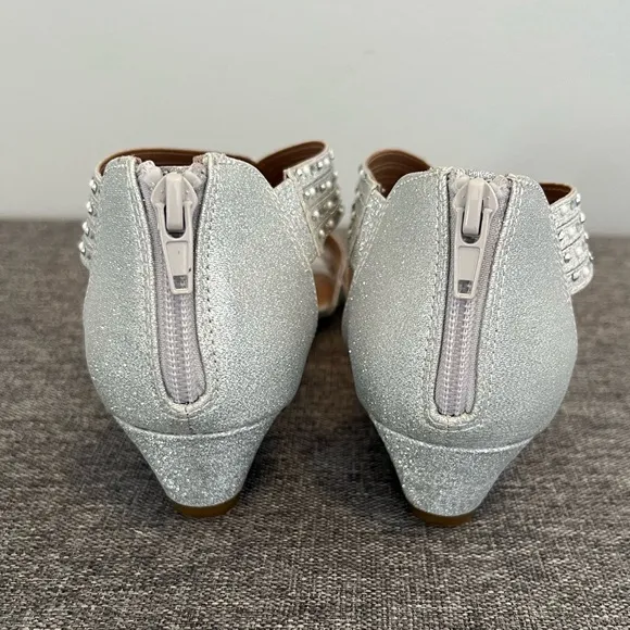 Style &amp; Co Silver Embellished Strappy Wedge Sandals 8 Ginifur Sparkly Dressy