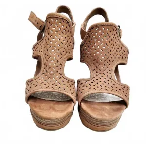 Stylish Gianni Bini Cut-Out Wedge Heels - Brown boho cottagecore