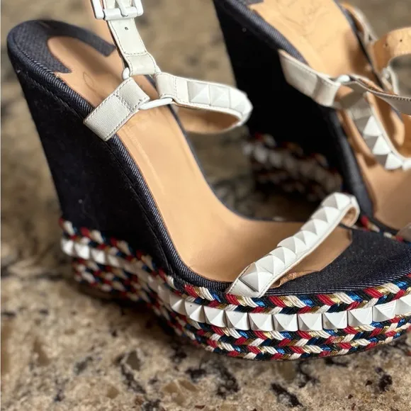 Stylish White and Multicolor Wedge Sandals