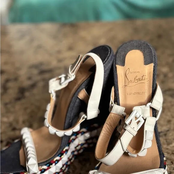 Stylish White and Multicolor Wedge Sandals