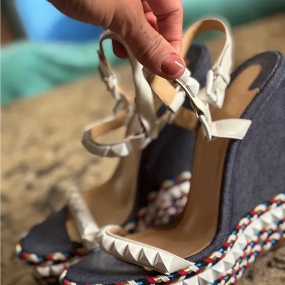 Stylish White and Multicolor Wedge Sandals
