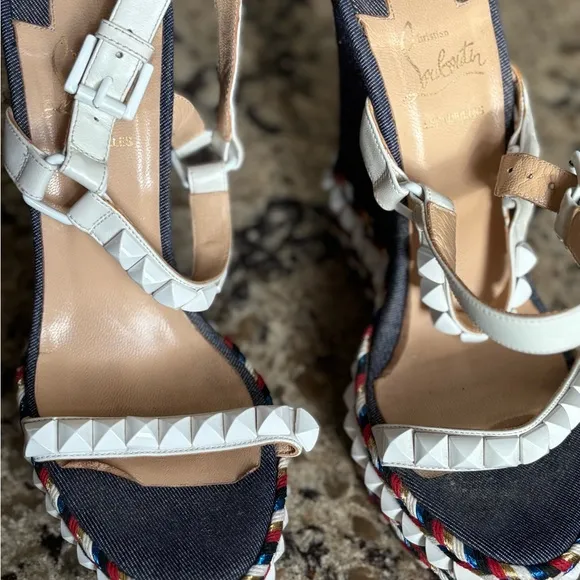 Stylish White and Multicolor Wedge Sandals
