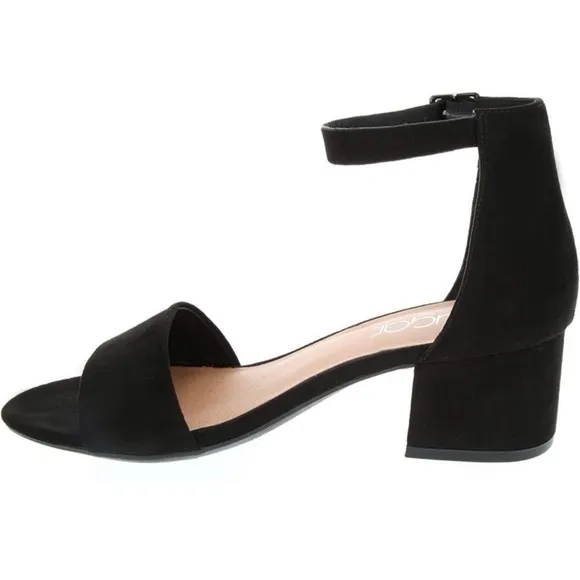 Sugar Women’s Sandals sz 9 Microfiber Black Block Heel NEW #G203