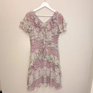 Sundance Flight Of Fancy Ruffle Chiffon Silk Midi Dress Brunch Party - Size 8