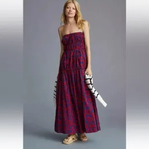 Sundry Anthropologie| 100% Cotton Aloha Floral Strapless Maxi Dress |