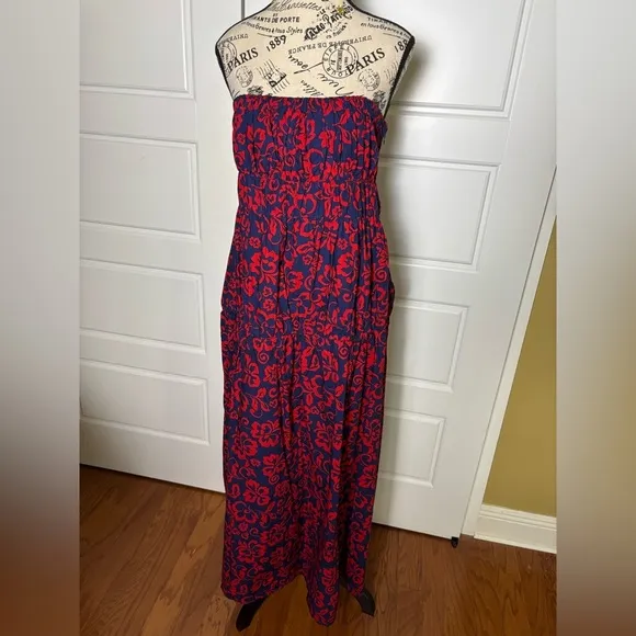 Sundry Anthropologie| 100% Cotton Aloha Floral Strapless Maxi Dress |