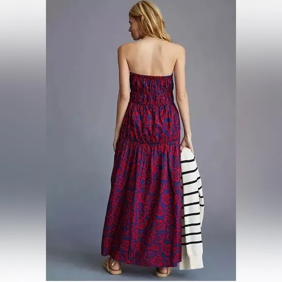 Sundry Anthropologie| 100% Cotton Aloha Floral Strapless Maxi Dress |