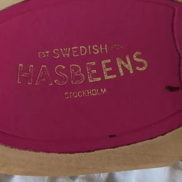 Swedish Hasbeens Helena Slingback Wooden Sandals Tan Size 7 US 37 EU