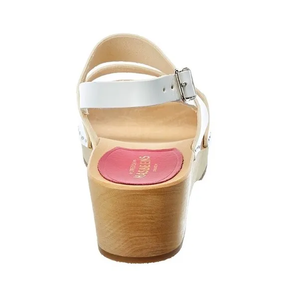 SWEDISH HASBEENS White Helena Leather Clog Sandal