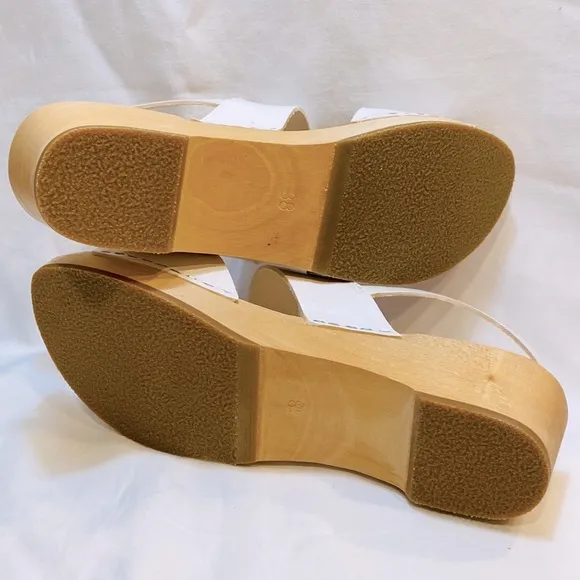 SWEDISH HASBEENS White Helena Leather Clog Sandal