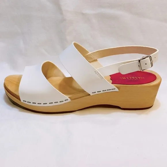 SWEDISH HASBEENS White Helena Leather Clog Sandal