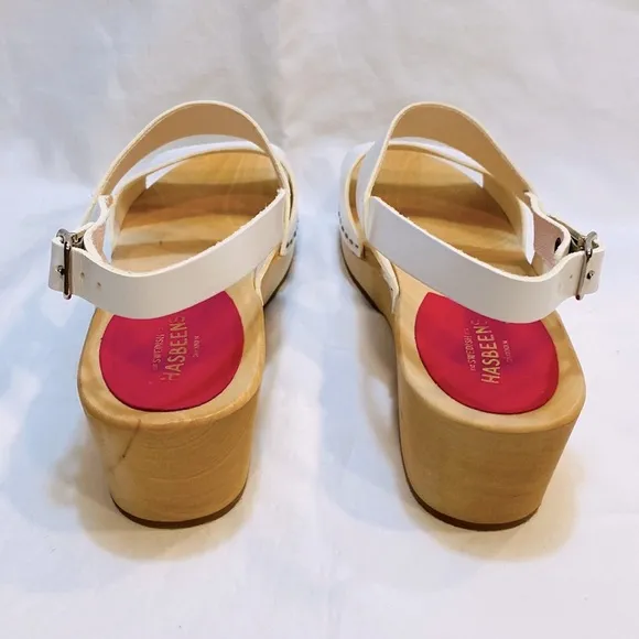 SWEDISH HASBEENS White Helena Leather Clog Sandal